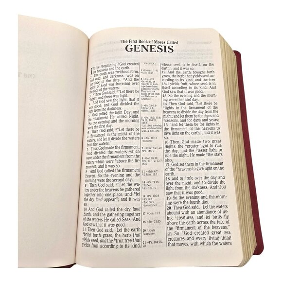 Holy Bible NKJV Giant Print Center-Column Reference Bible Red Faux Leather 1982 - Picture 9 of 16